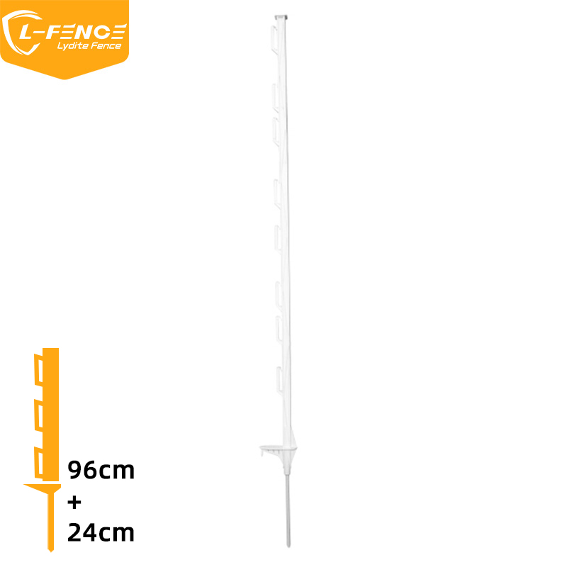 Lydite Step-in Plastic Fence Post with Anti- return fiberglass tip, white 120cm